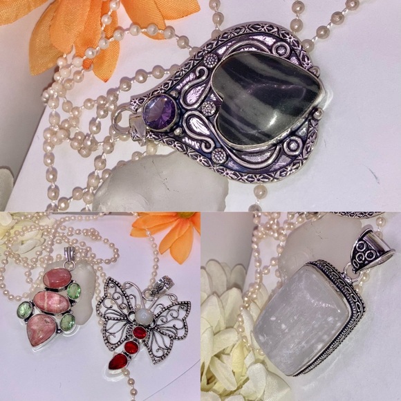 4pcs Natural Gemstone Handmade Pendant Set - Picture 4 of 5